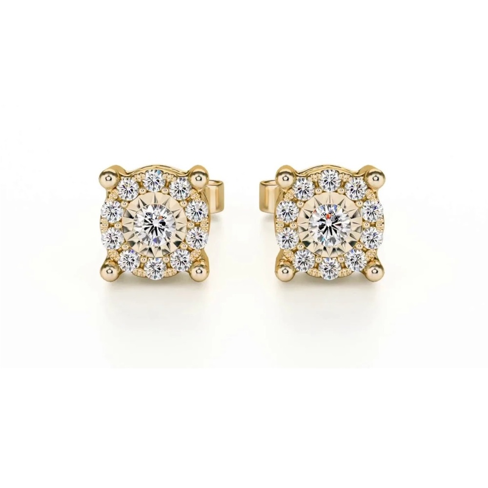 Diamond Halo Earrings - Picture 6 of 16